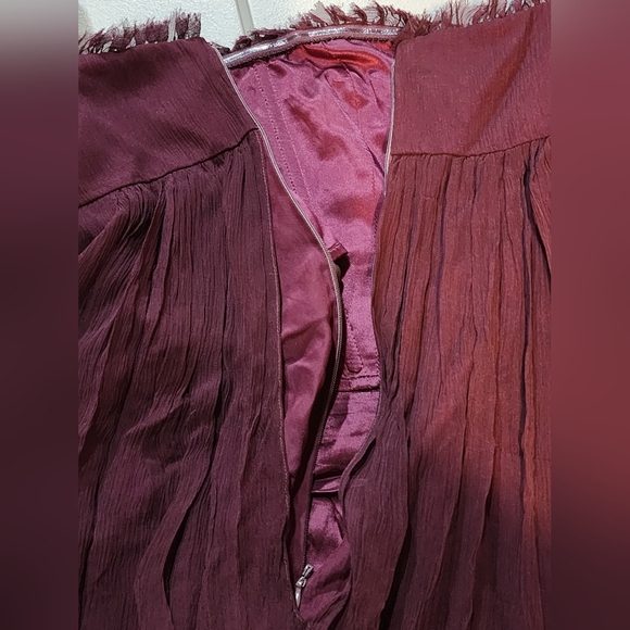 BCBGMAXAZRIA 100% Silk Strapless Burgundy Dress Beaded Empire Waist Size 10 - Picture 7 of 10